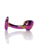 Dop anal din oțel HeavyFun multicolor curbat 9 cm