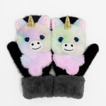 Manusi pentru Copii, Flippy, din Plus cu Umplutura de Bumbac, Protectie Termica, 24 x 20 x 3 cm, Model Unicorn 3D,