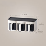 Cutie de Depozitare a Condimentelor, Flippy, de Uz Casnic, Montare pe Perete, 3 Compartimente, 25.8 x 13.6 x 10.5cm,