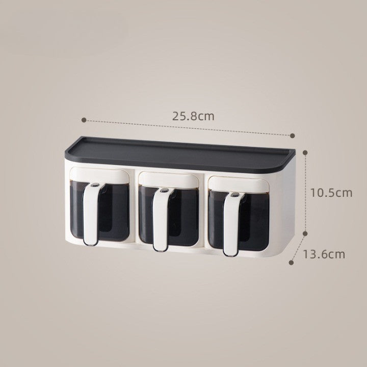Cutie de Depozitare a Condimentelor, Flippy, de Uz Casnic, Montare pe Perete, 3 Compartimente, 25.8 x 13.6 x 10.5cm,