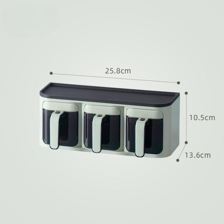 Cutie de Depozitare a Condimentelor, Flippy, de Uz Casnic, Montare pe Perete, 3 Compartimente, 25.8 x 13.6 x 10.5cm,