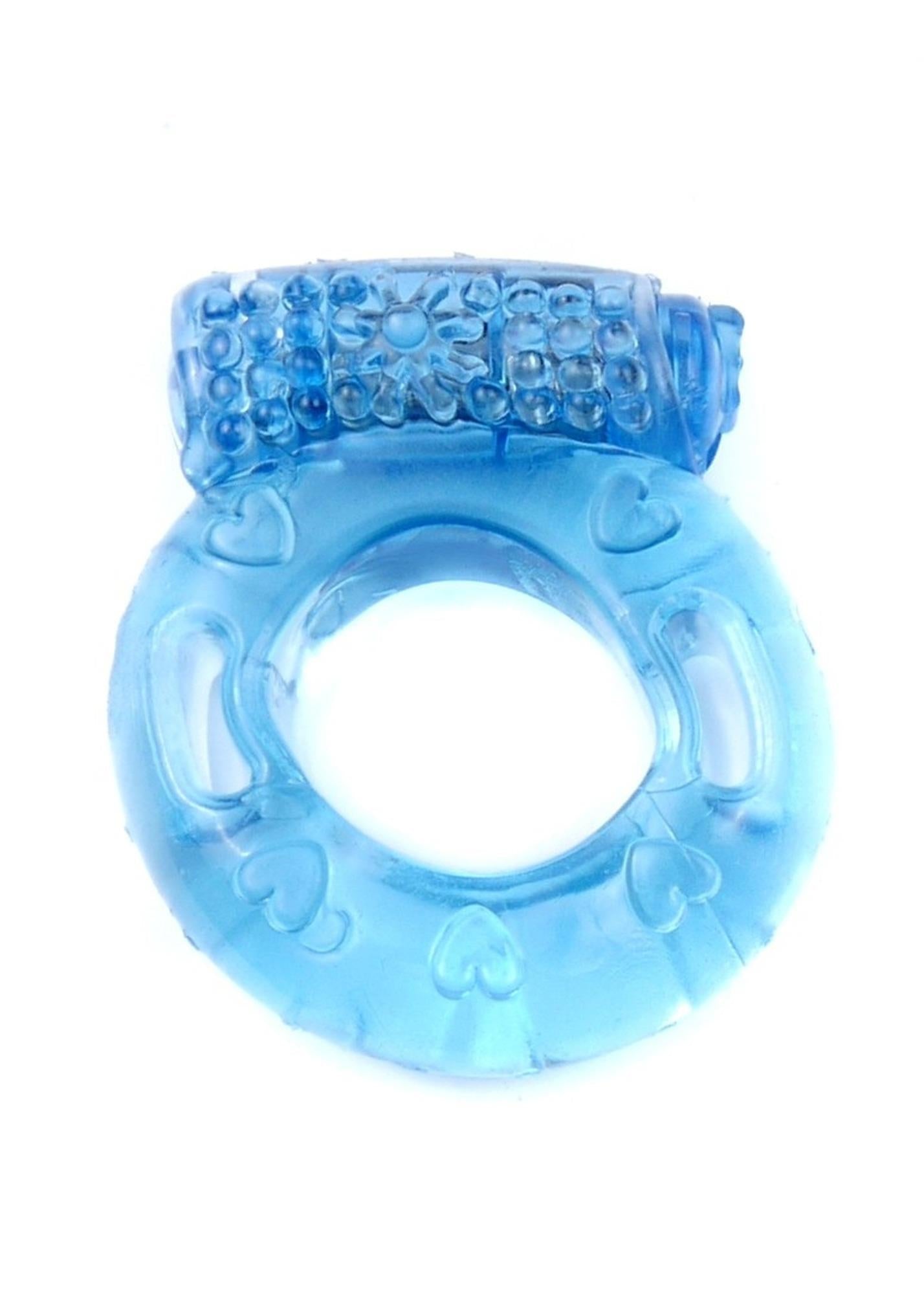 Inel vibrant pentru penis EasyLove albastru cu puncte