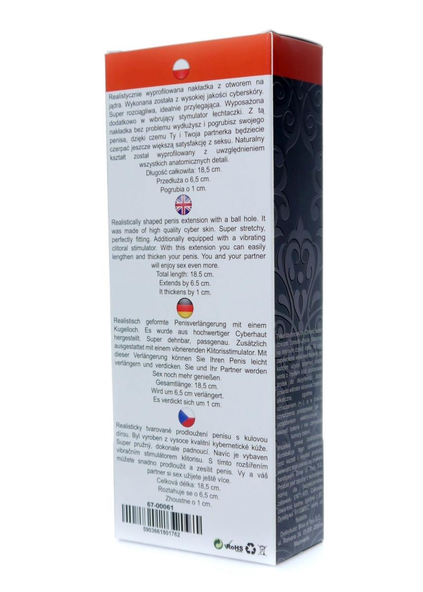 Extensie vibratoare realistă cu stimulator EasyLove 18,5 cm