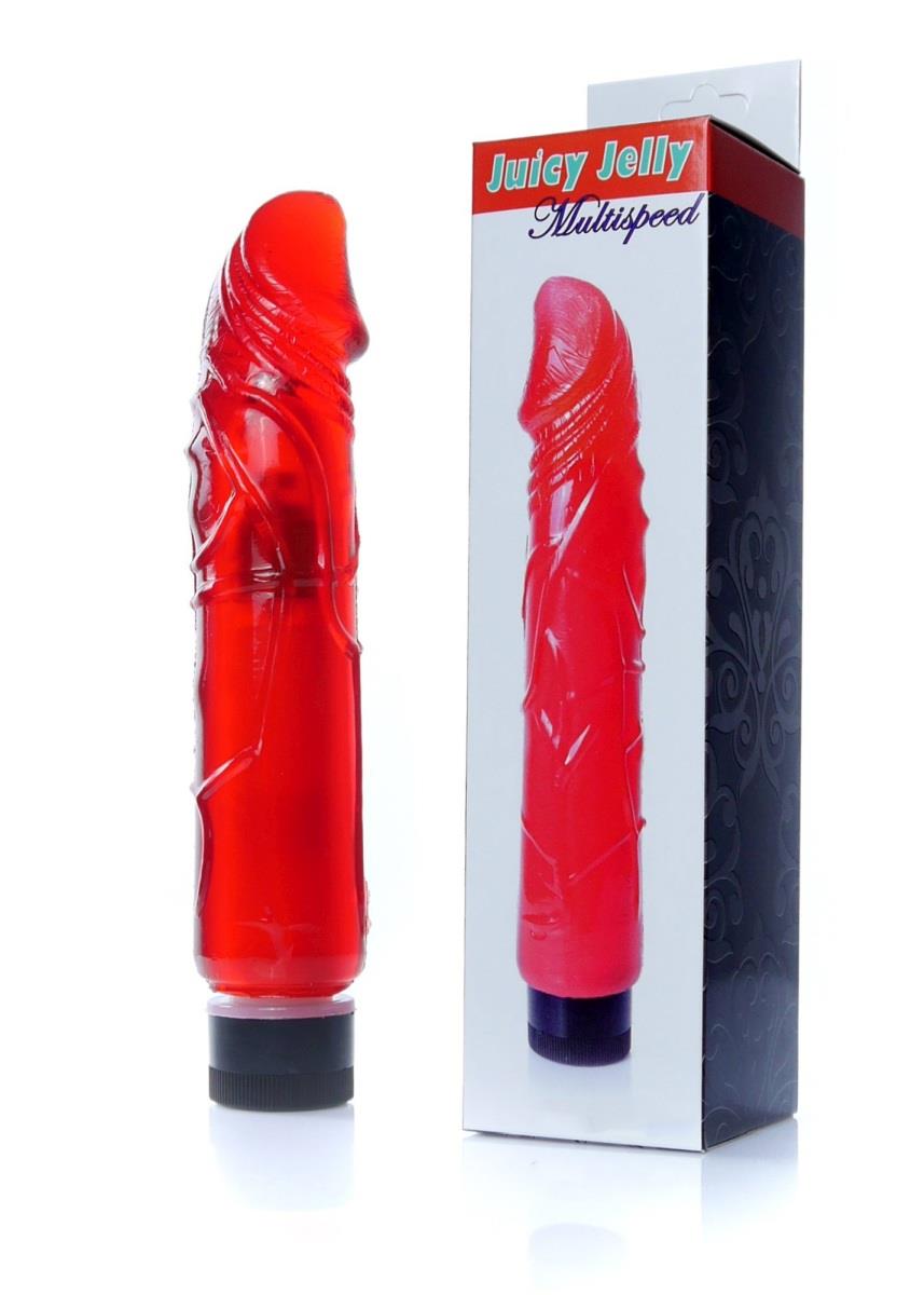 Vibrator cu gel realist EasyLove roșu, 22 cm, reglabil
