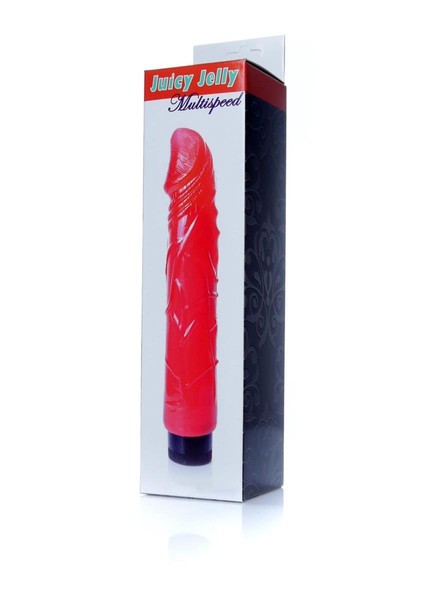 Vibrator cu gel realist EasyLove roșu, 22 cm, reglabil