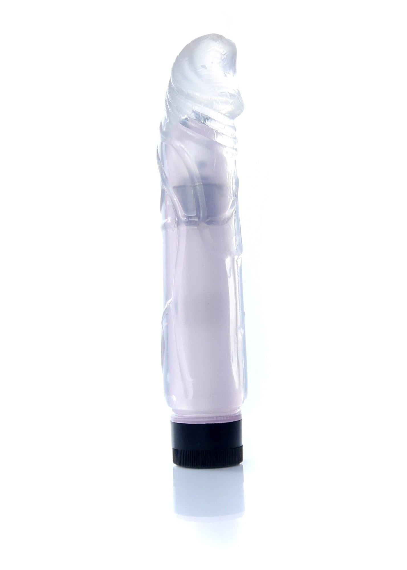 Vibrator Juicy Jelly cu gel reglabil, transparent, 22 cm