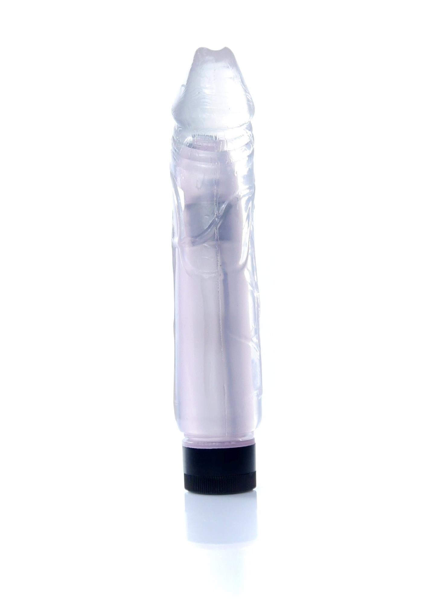 Vibrator Juicy Jelly cu gel reglabil, transparent, 22 cm