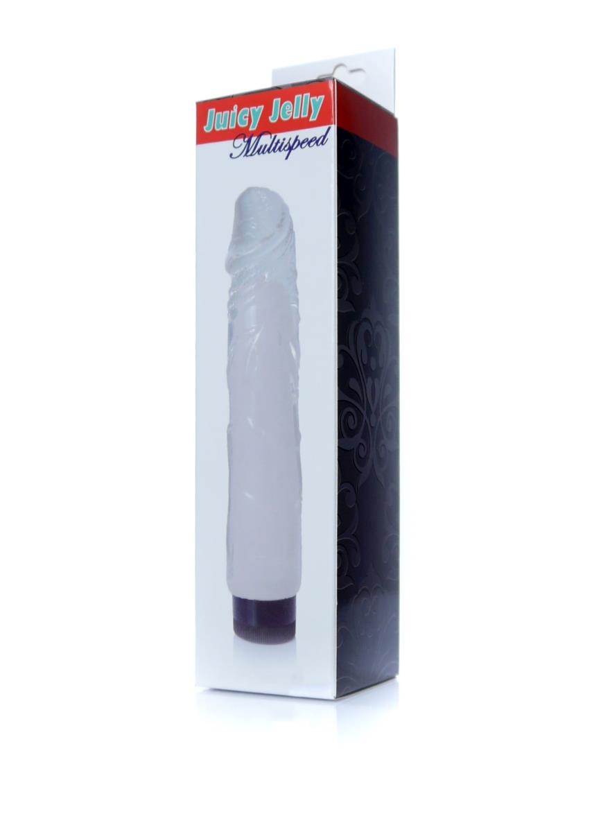 Vibrator Juicy Jelly cu gel reglabil, transparent, 22 cm