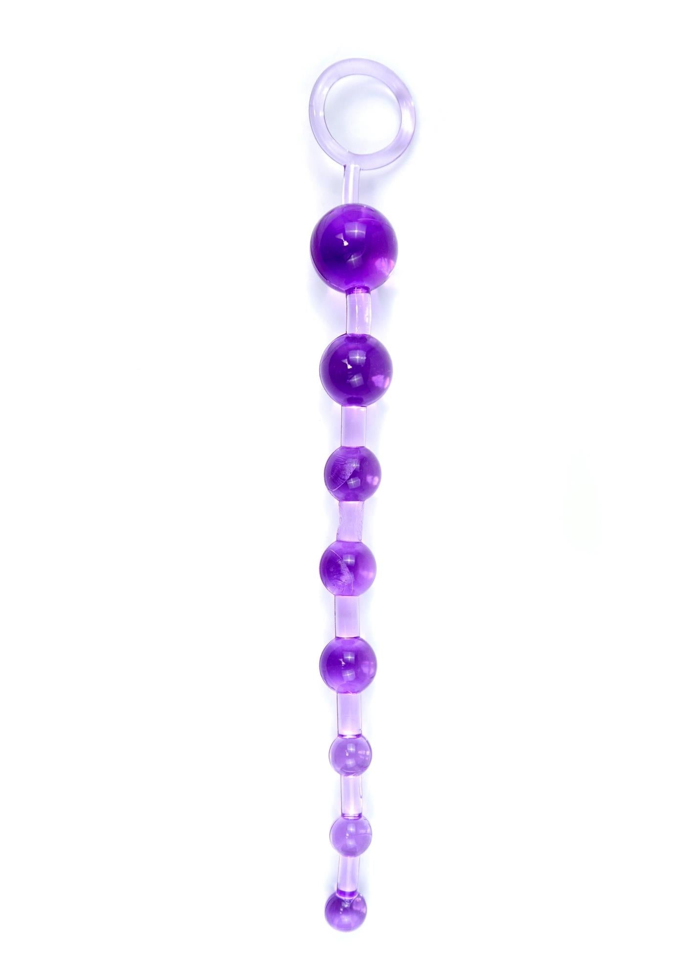 Bile anale cu gel, 10 bile, mov, EasyLove, 29 cm