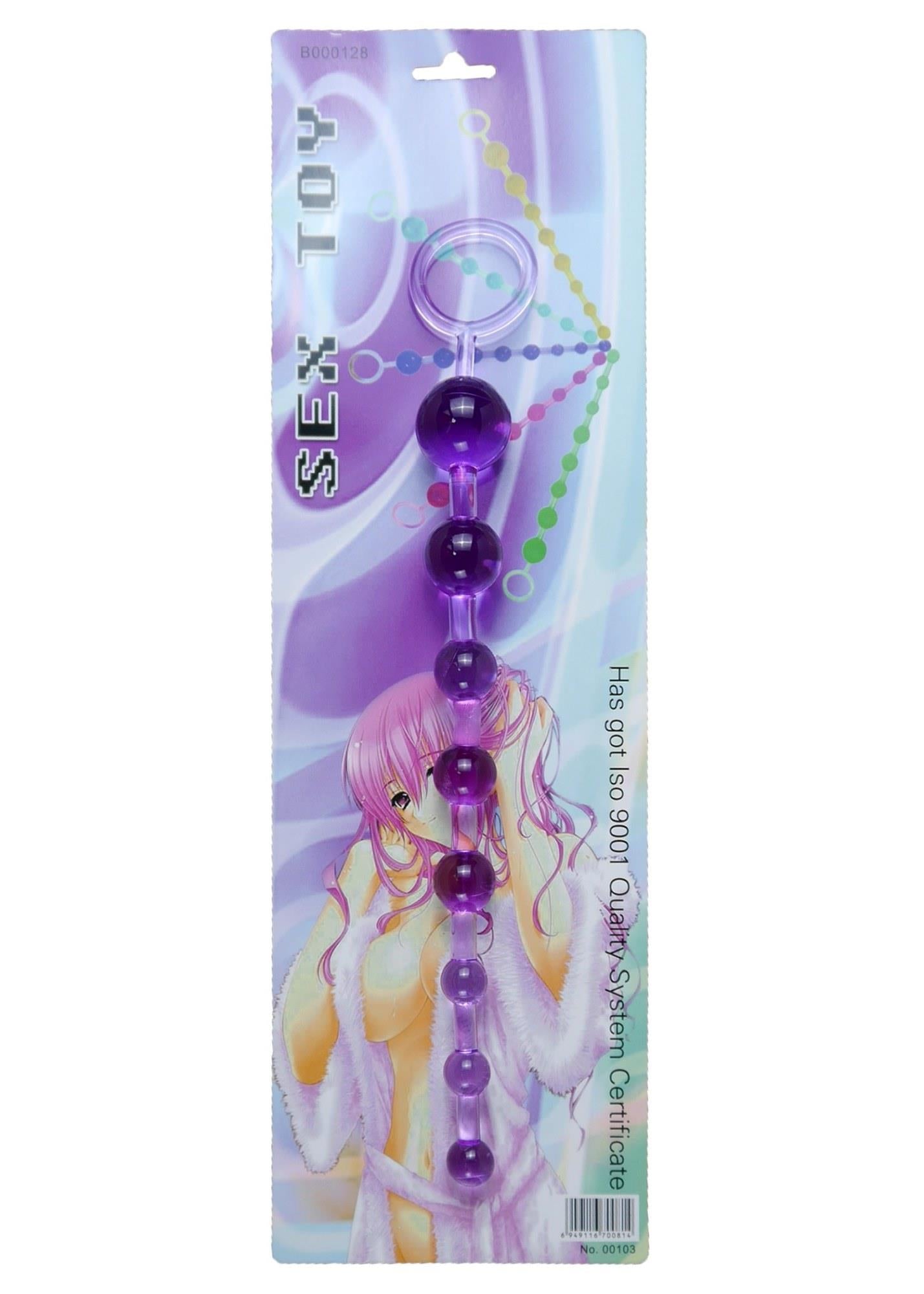 Bile anale cu gel, 10 bile, mov, EasyLove, 29 cm