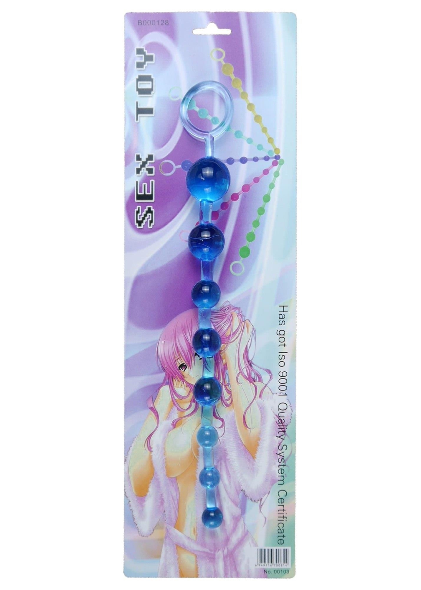Perle anale cu gel EasyLove 10 albastre 29 cm