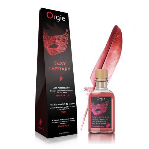 Set de masaj pentru buze Orgie cu căpșuni 100 ml