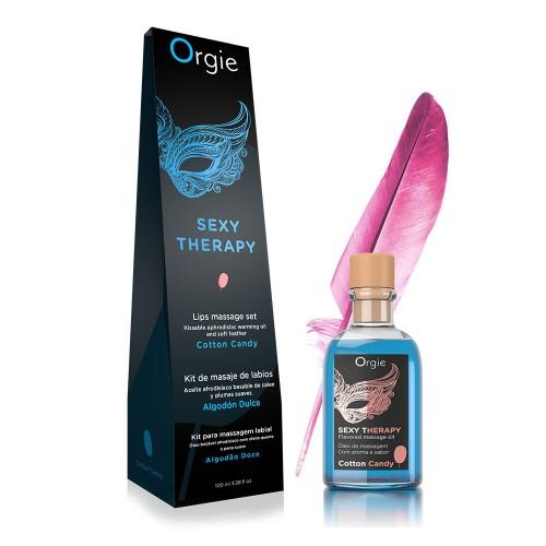 Set de masaj pentru buze cu vată de zahăr Orgie 100 ml