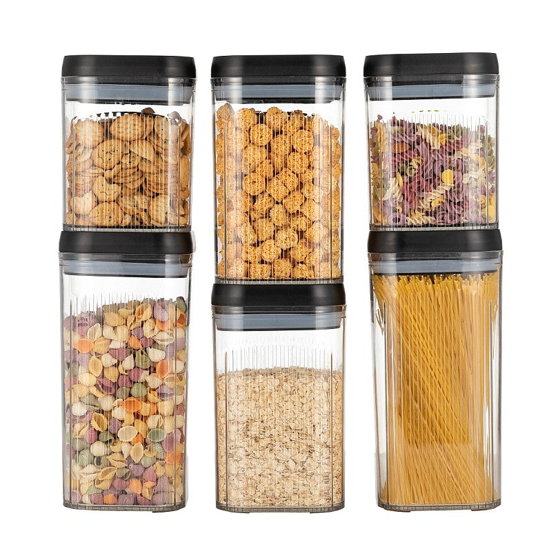 Cutii de Depozitare Alimente, Flippy, Set din 6 Cutii de tip Container, Recipiente pentru Cereale in Bucatarie,