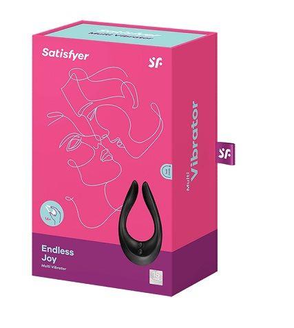 Vibrator Satisfyer Endless Joy pentru cupluri, silicon negru, USB, 13 cm