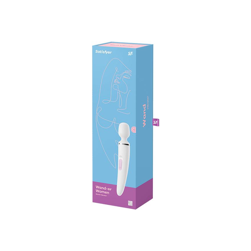 Vibrator Satisfyer Wand-er pentru femei (alb/crom)
