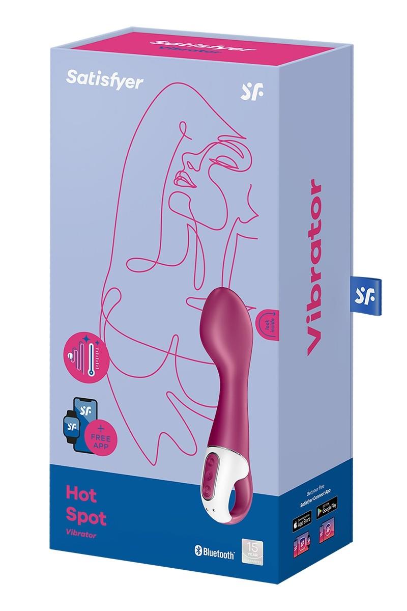 Vibrator Satisfyer Hot Spot G-Spot, silicon încălzit, 20,5 cm, culoare vișinie