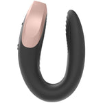 Vibrator Satisfyer Double Love pentru cupluri, silicon negru, USB, 9 cm