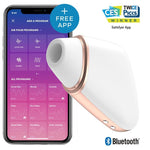 Stimulator clitoridian Satisfyer Love Triangle, alb, cu aplicație