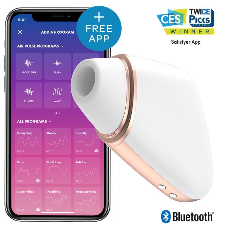Stimulator clitoridian Satisfyer Love Triangle, alb, cu aplicație