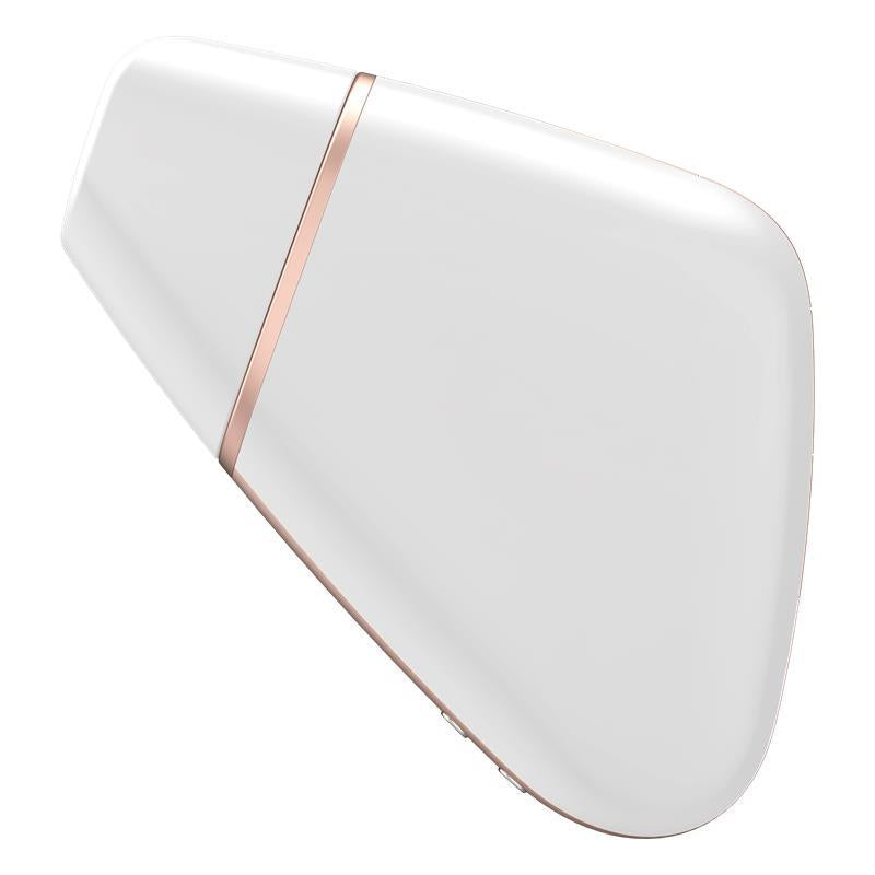 Stimulator clitoridian Satisfyer Love Triangle, alb, cu aplicație