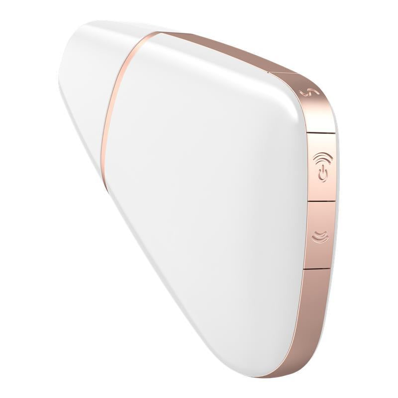 Stimulator clitoridian Satisfyer Love Triangle, alb, cu aplicație