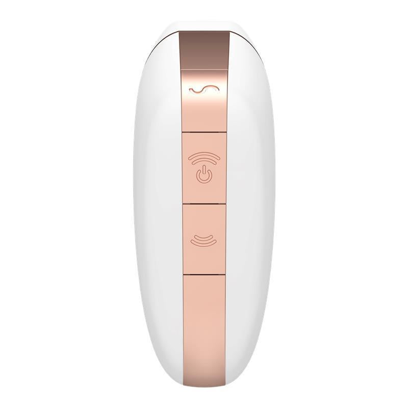 Stimulator clitoridian Satisfyer Love Triangle, alb, cu aplicație