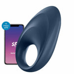 Inel vibrant Satisfyer Mighty One Blue cu aplicație