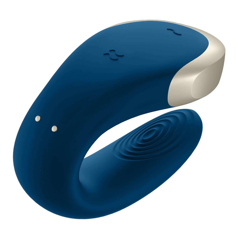 Stimulator clitoridian Satisfyer Double Love Blue cu telecomandă USB