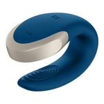 Stimulator clitoridian Satisfyer Double Love Blue cu telecomandă USB