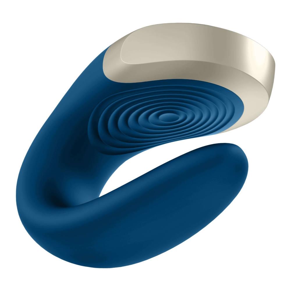 Stimulator clitoridian Satisfyer Double Love Blue cu telecomandă USB