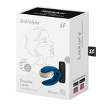 Stimulator clitoridian Satisfyer Double Love Blue cu telecomandă USB