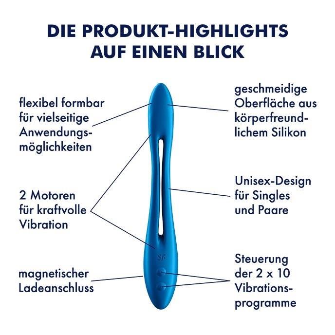 Vibrator flexibil Satisfyer Elastic Game, albastru închis, 22 cm