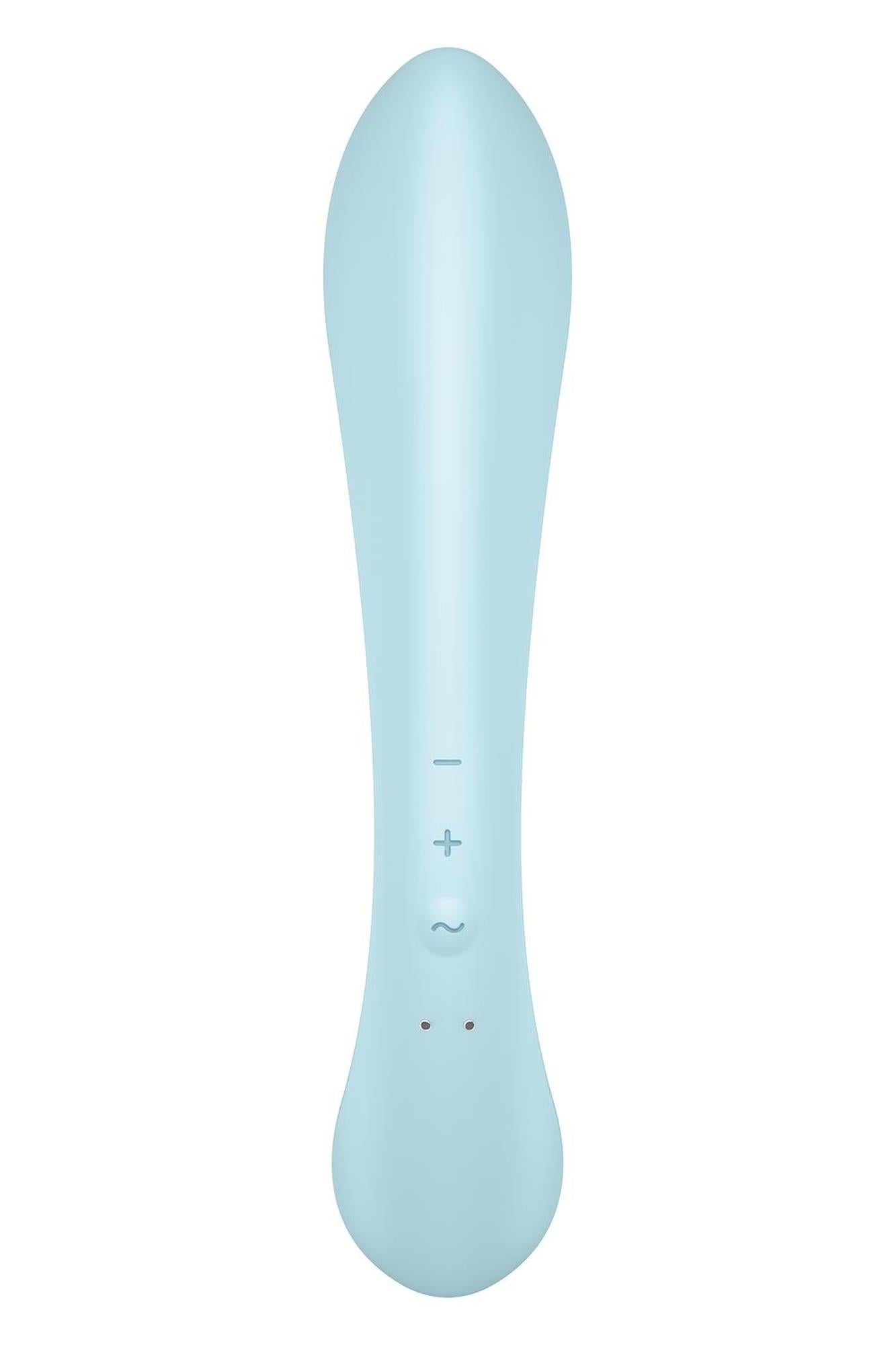 Vibrator Satisfyer Triple Oh Bunny, albastru deschis, USB, impermeabil