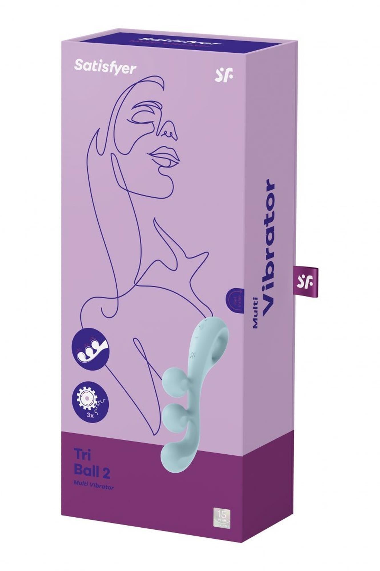 Stimulator USB Satisfyer Tri Ball 2 din silicon albastru deschis