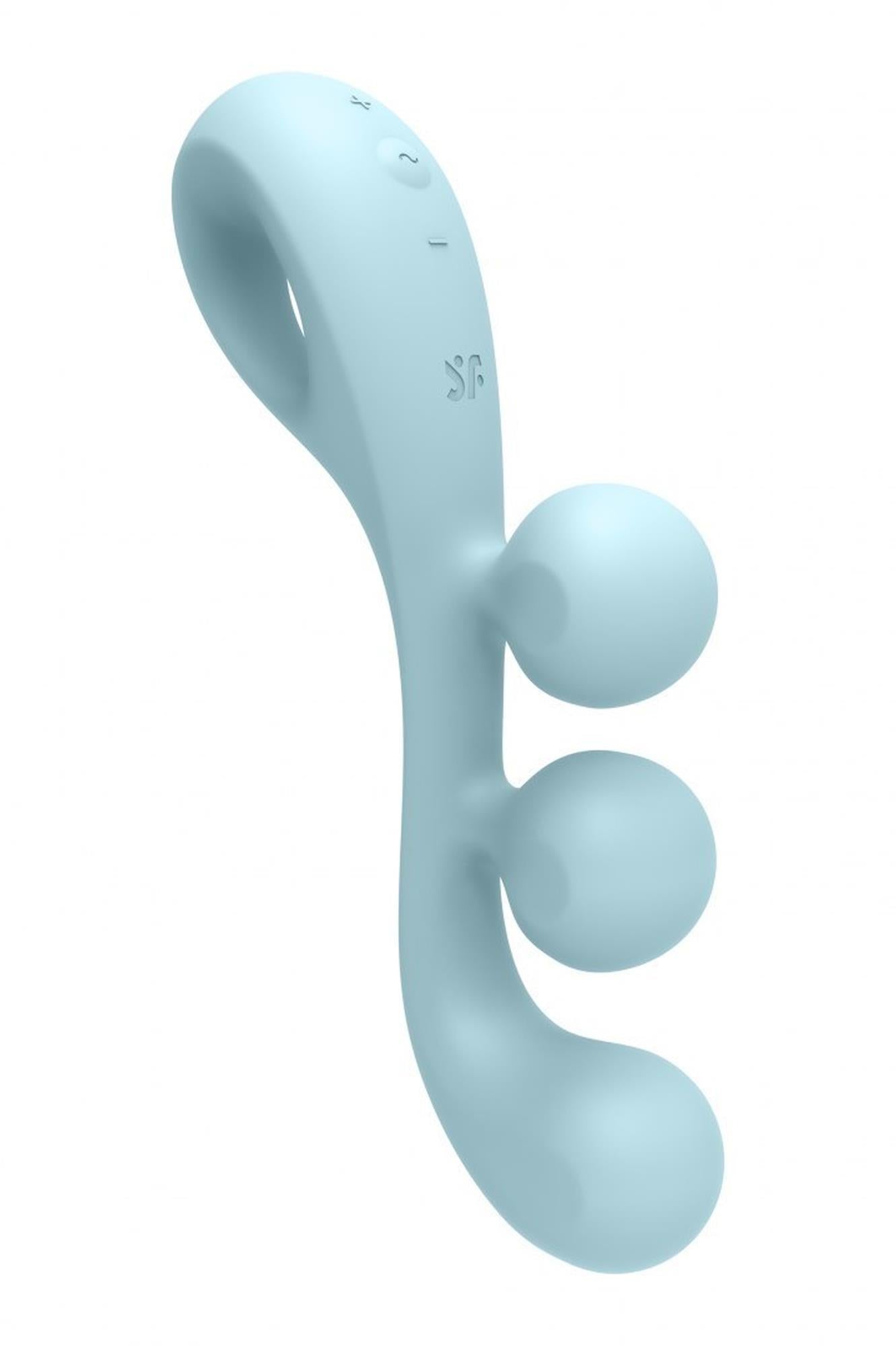 Stimulator USB Satisfyer Tri Ball 2 din silicon albastru deschis