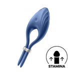 Inel vibrant reglabil pentru penis Satisfyer Duelist Blue USB