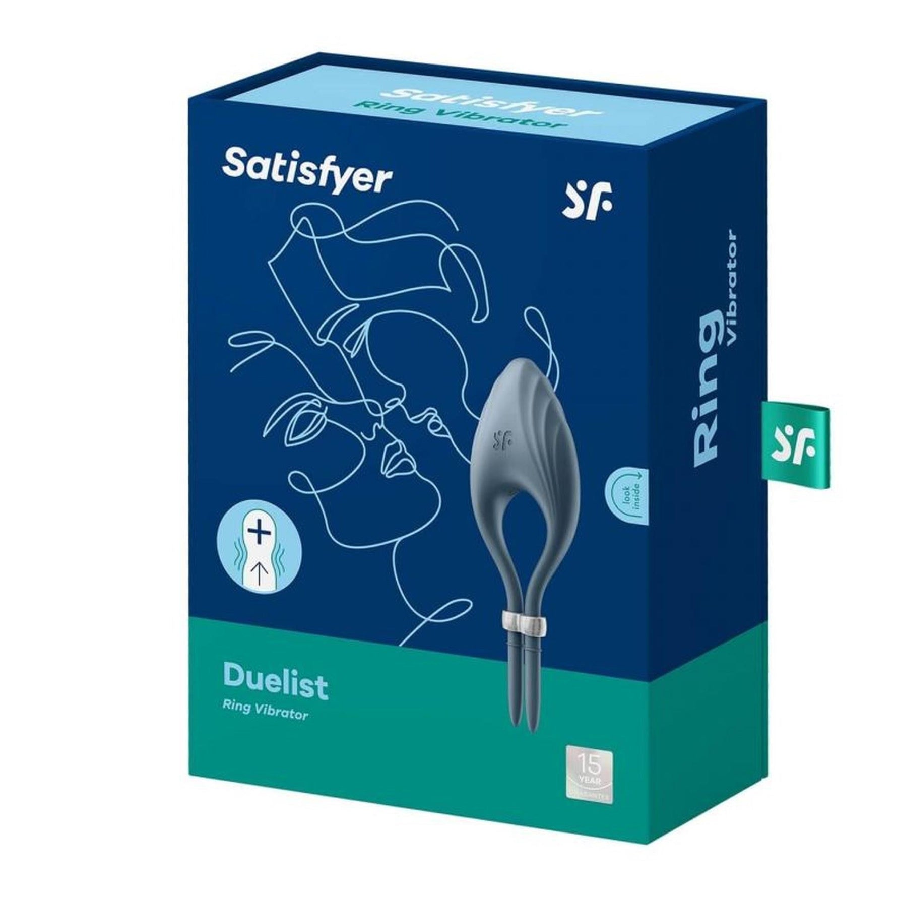 Inel vibrant reglabil pentru penis Satisfyer Duelist, albastru închis