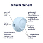 Stimulator clitoridian Satisfyer Sugar Rush Blue USB, rezistent la apă