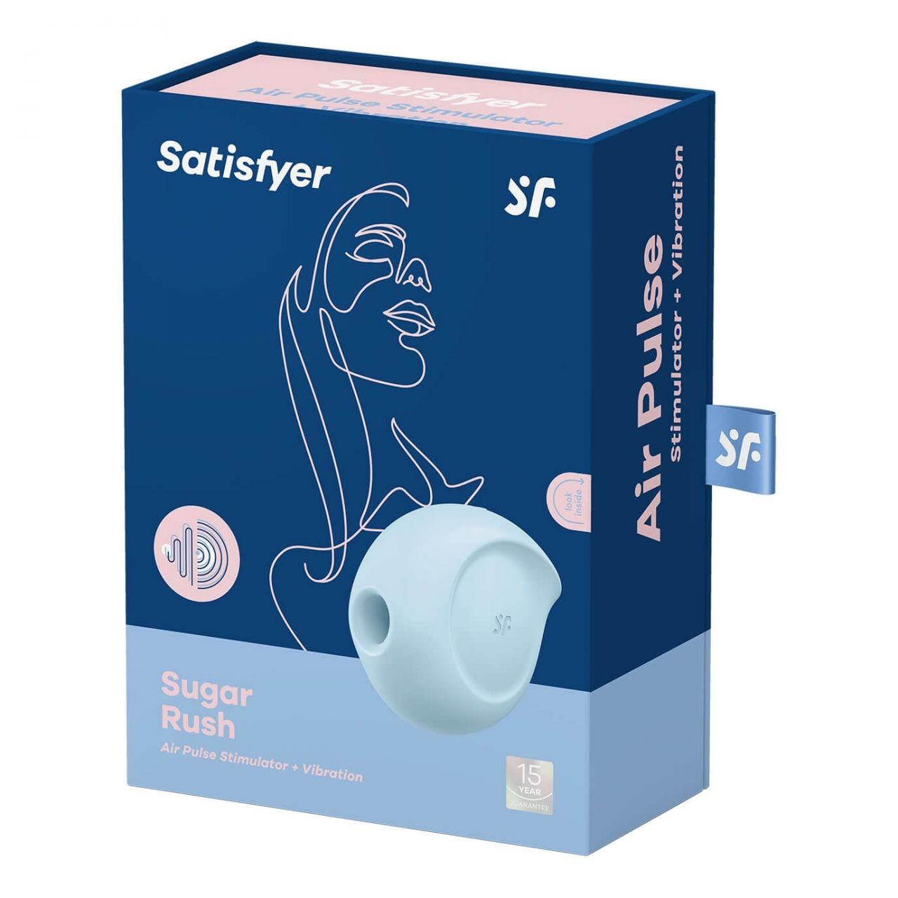 Stimulator clitoridian Satisfyer Sugar Rush Blue USB, rezistent la apă