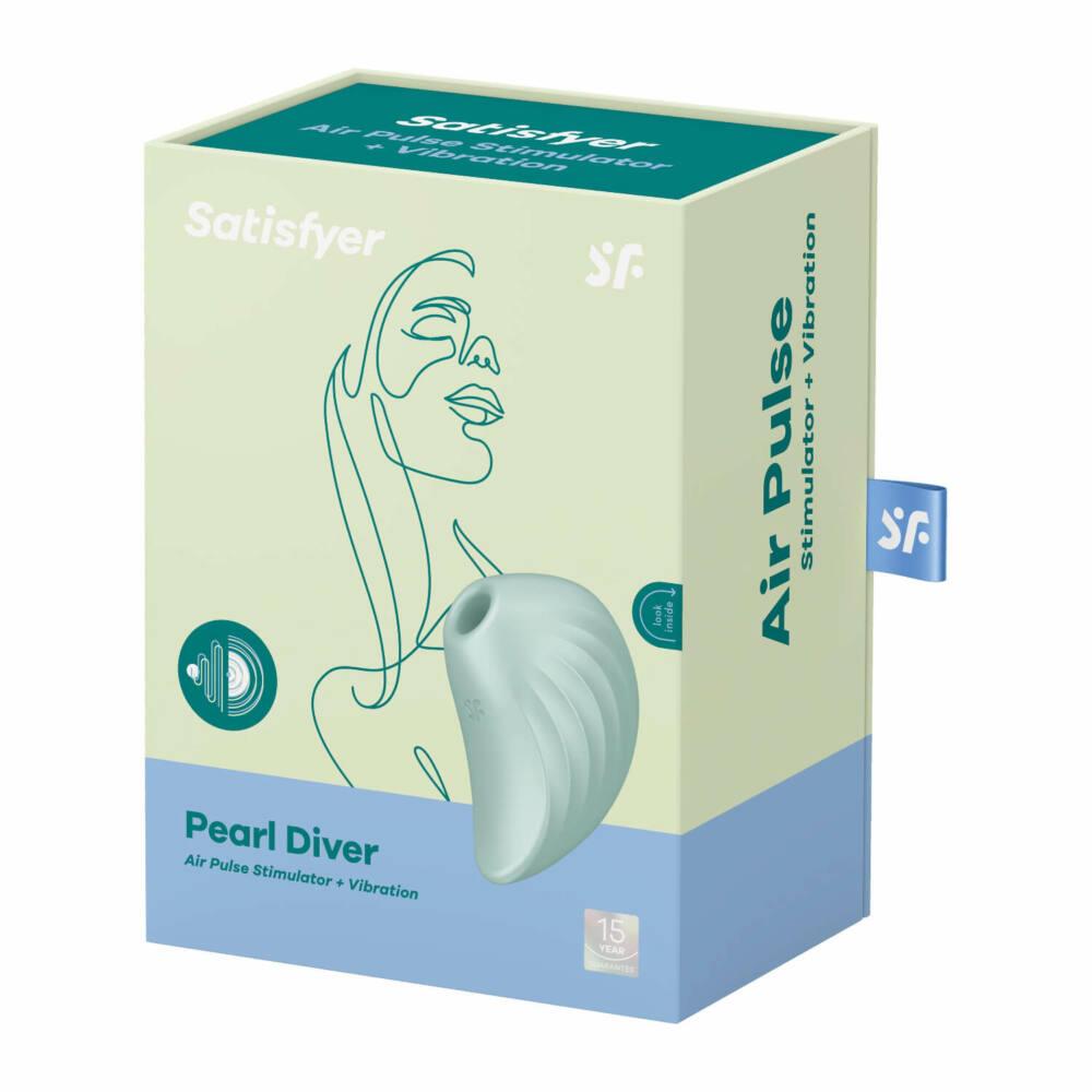 Stimulator clitoridian Satisfyer Pearl Diver din silicon albastru, 9 cm, USB