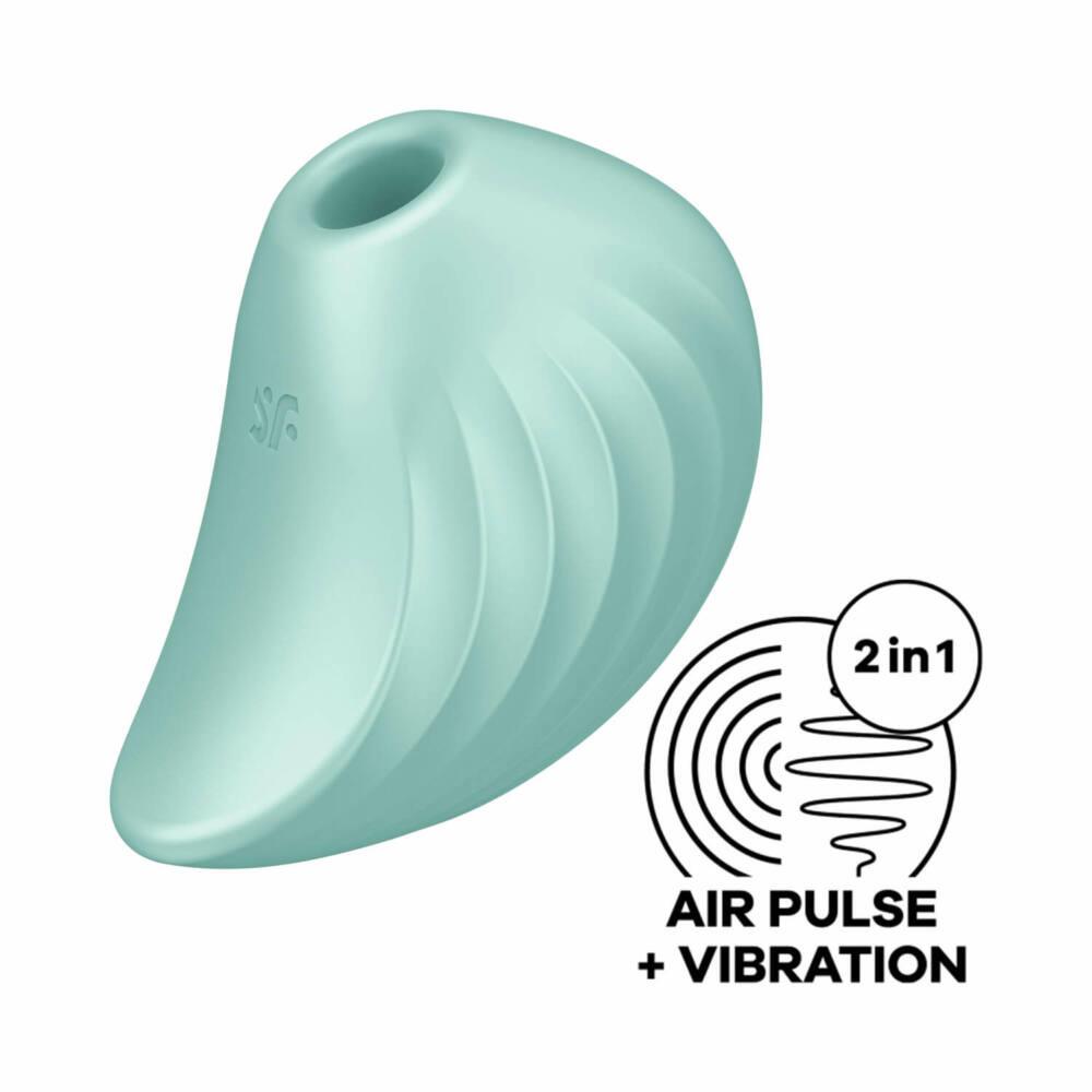 Stimulator clitoridian Satisfyer Pearl Diver din silicon albastru, 9 cm, USB