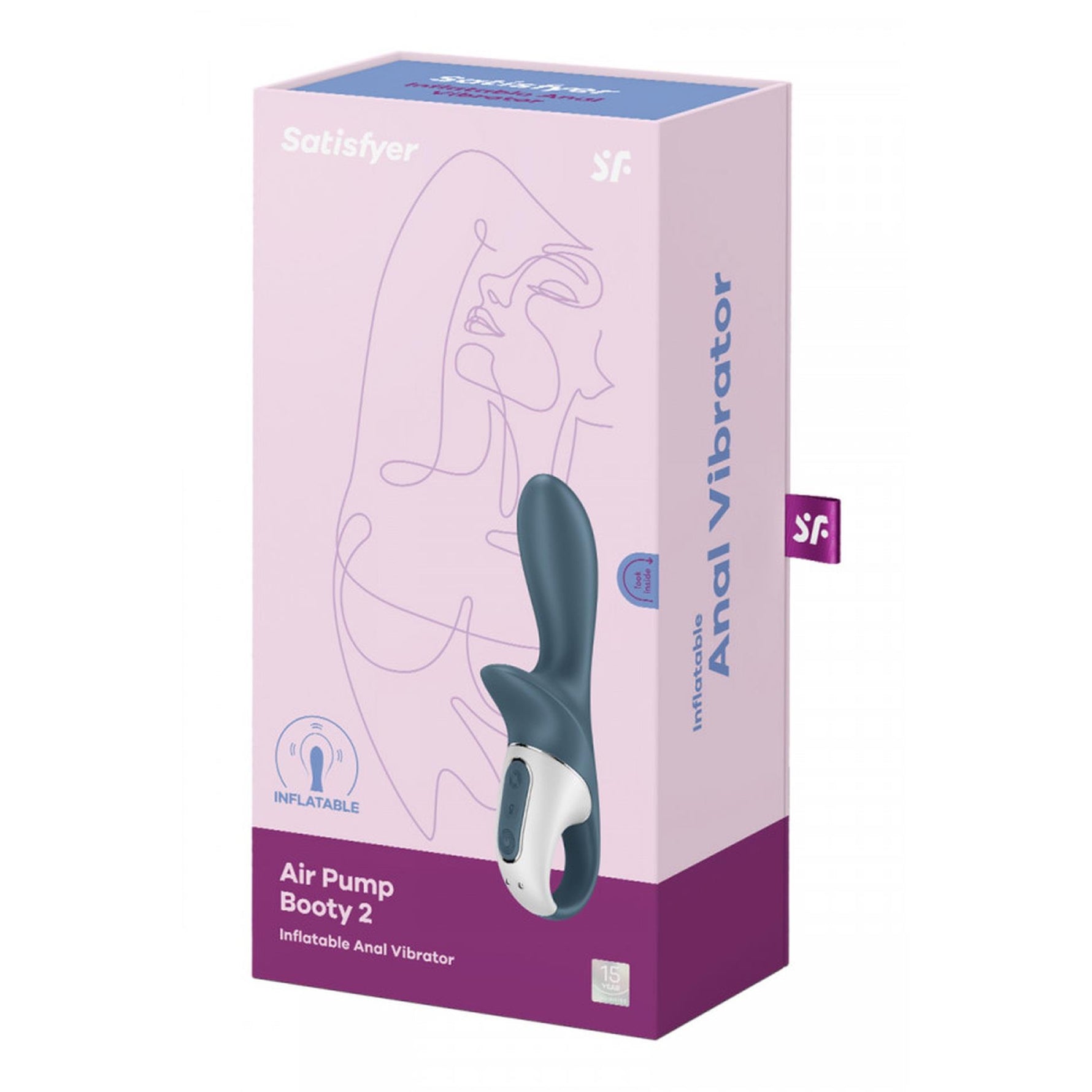 Vibrator anal gonflabil Satisfyer Air Pump Booty 2, gri închis, USB