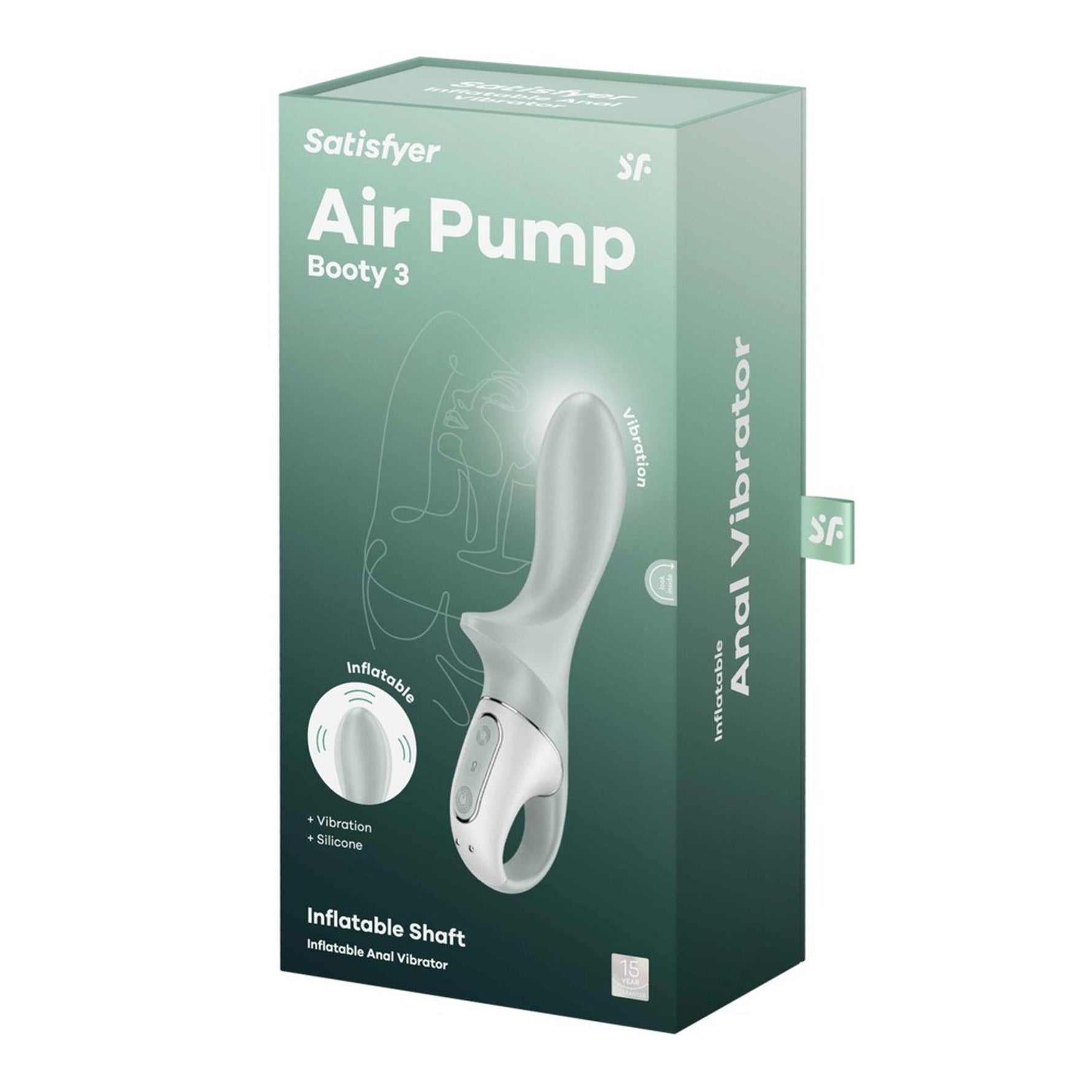 Vibrator anal gonflabil Satisfyer Air Pump Booty 3, gri, verde, USB