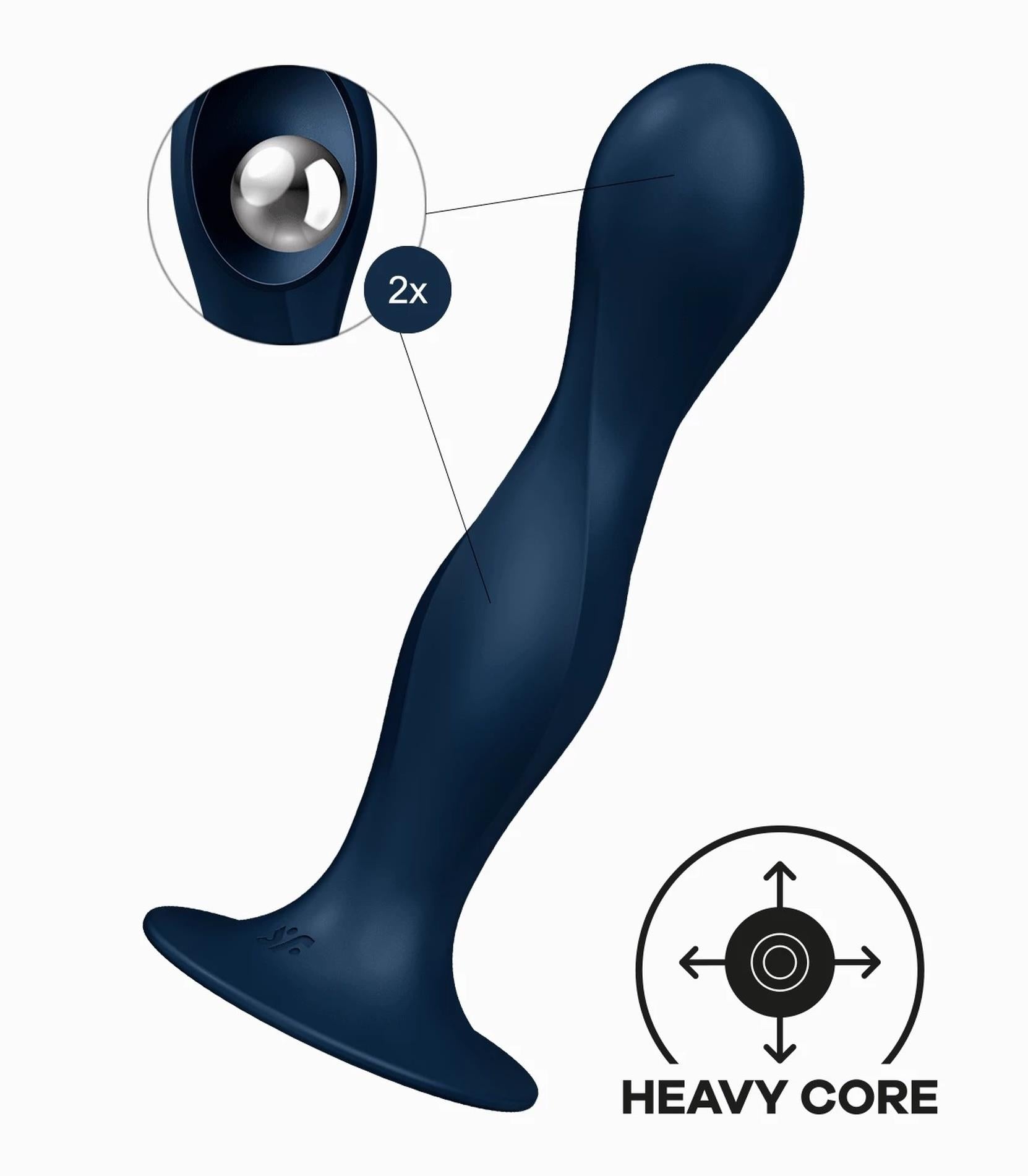 Dildo anal Satisfyer Double BallR din silicon, albastru marin