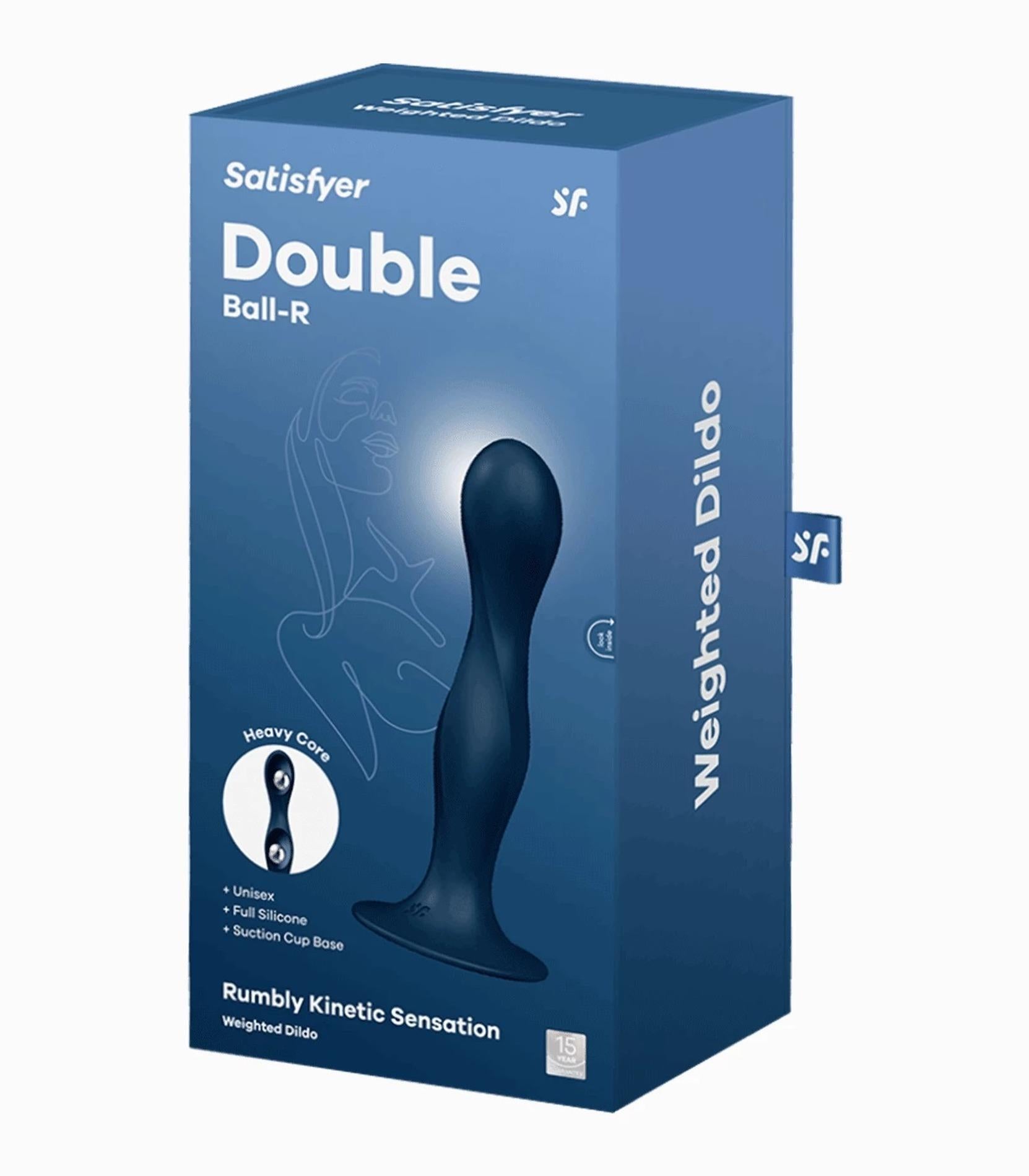 Dildo anal Satisfyer Double BallR din silicon, albastru marin