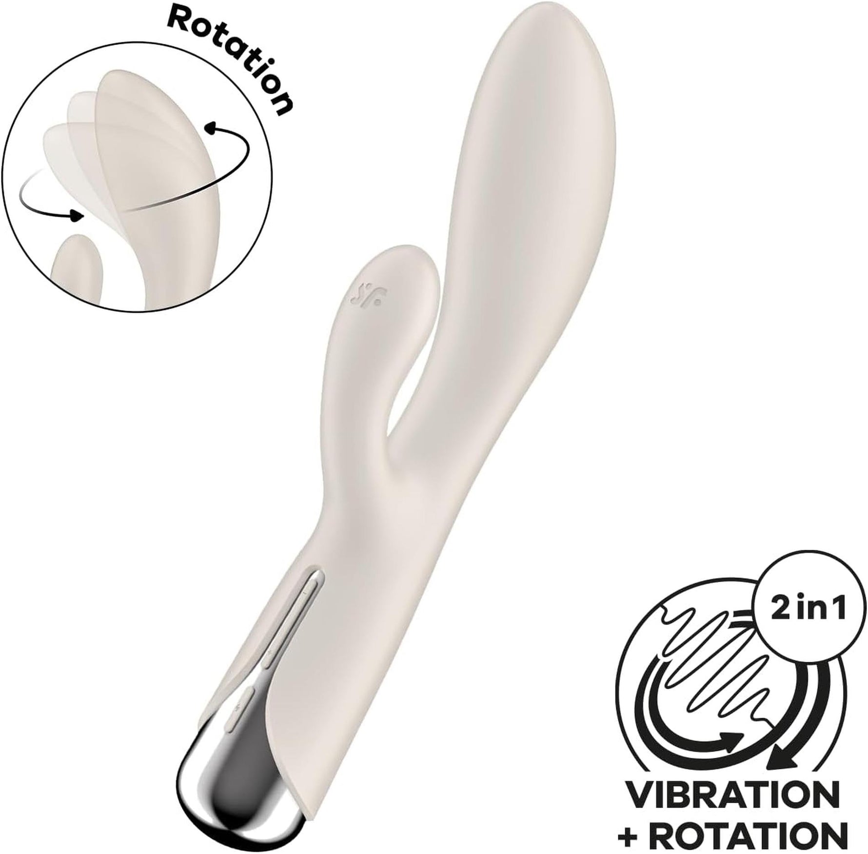 Vibrator rotativ Satisfyer Spinning Rabbit 1 Bej cu USB, în formă de iepuraș