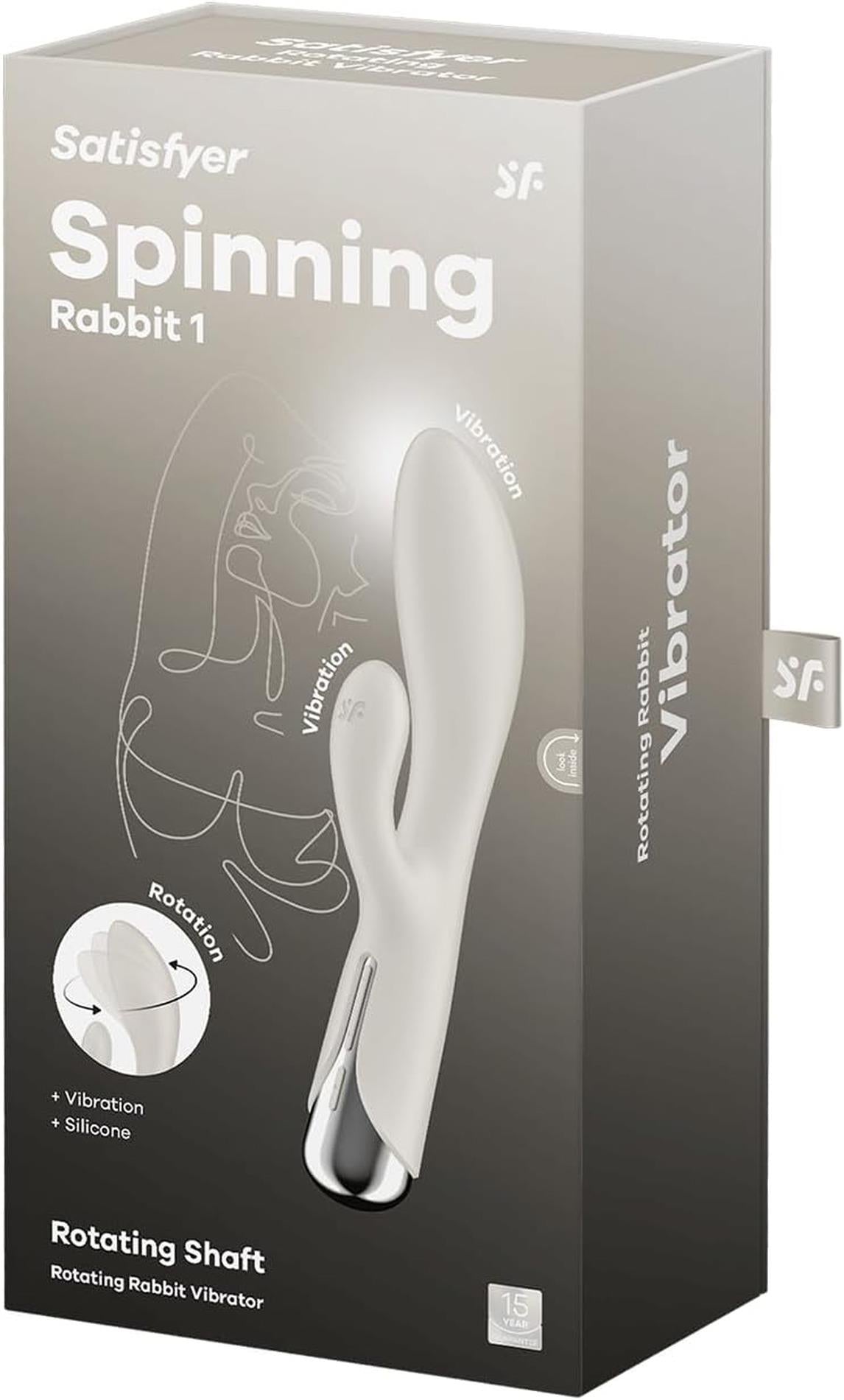 Vibrator rotativ Satisfyer Spinning Rabbit 1 Bej cu USB, în formă de iepuraș
