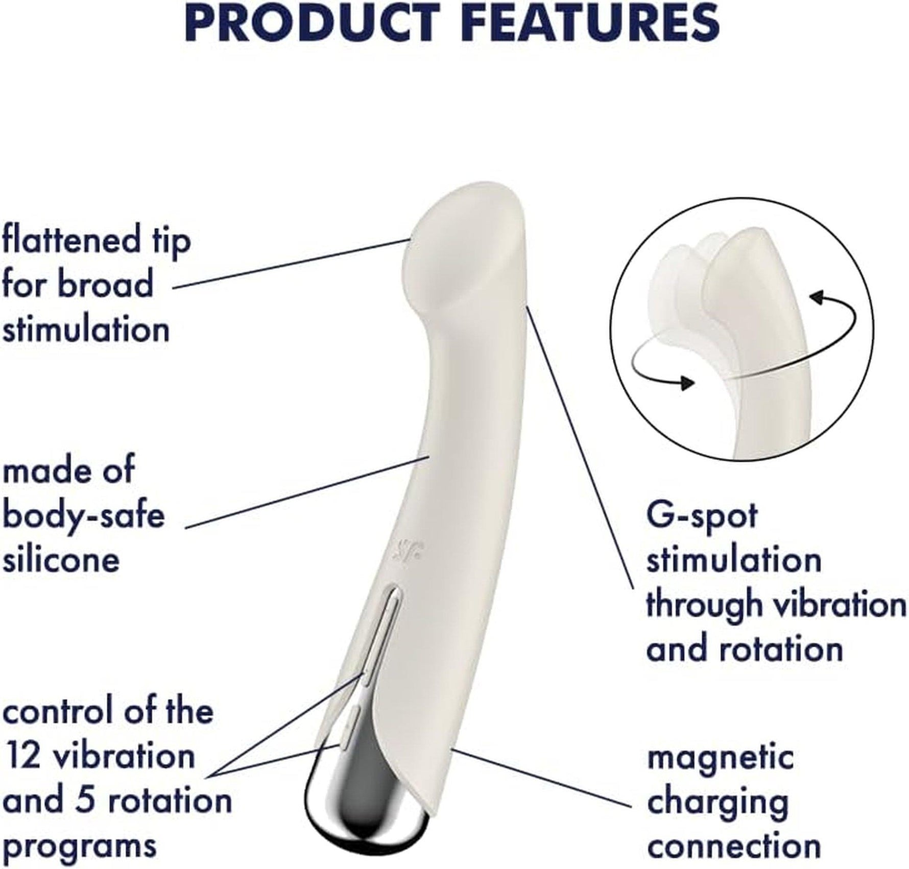 Vibrator rotativ Satisfyer Spinning G-Spot 1 bej, cu USB