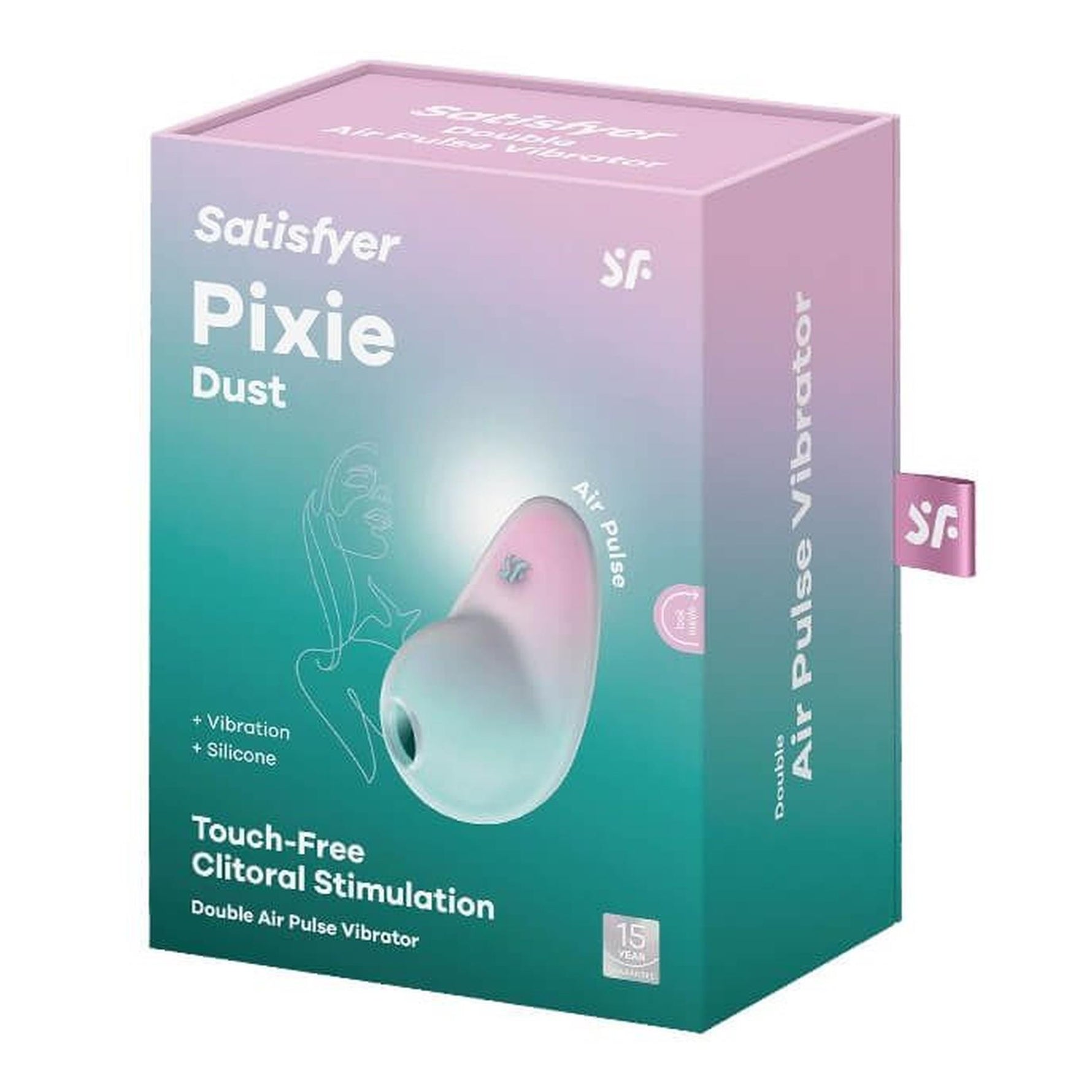 Stimulator clitoridian din silicon Satisfyer Pixie Dust, roz mentă, USB